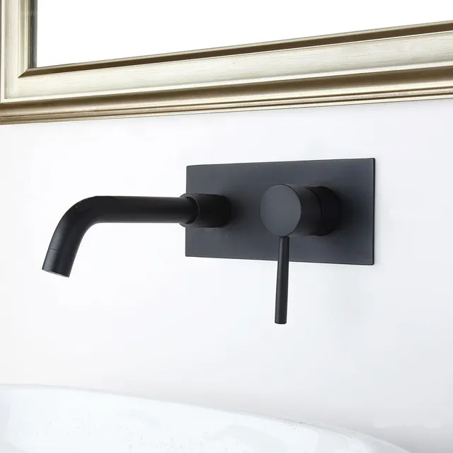 hudor-c-phise-robinet-lavabo-mural-noir-mat-2-trous image 1