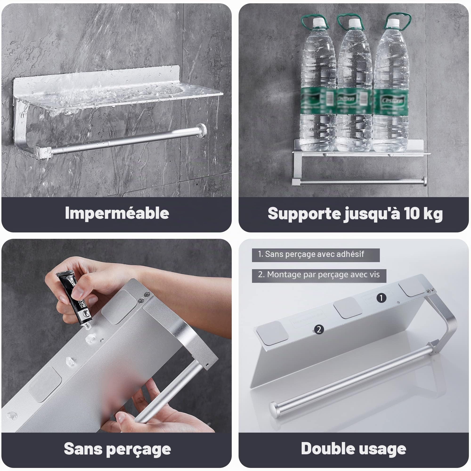 gricol-porte-rouleaux-essuie-tout-mural-argent-avec-tag-re image 3