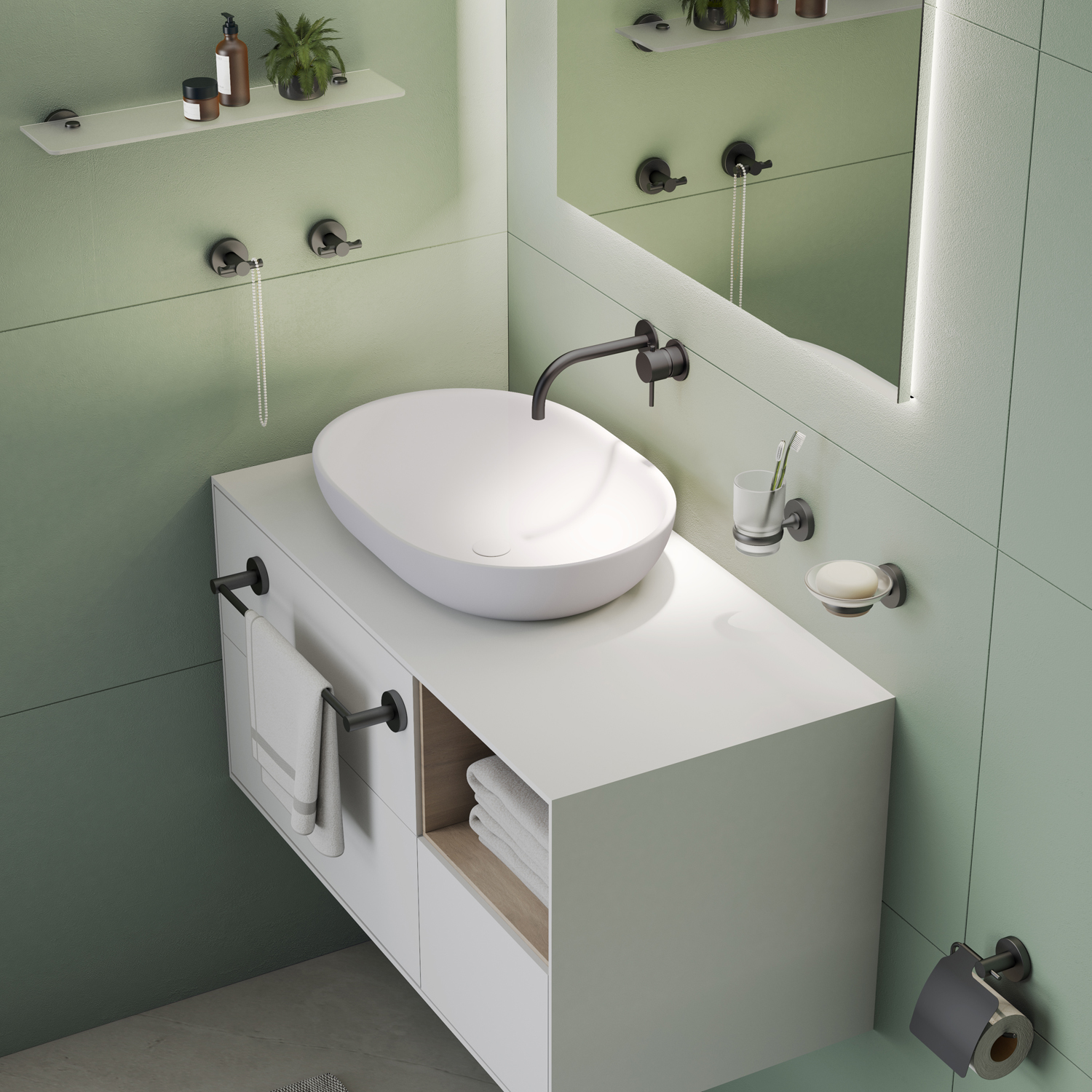 gedy-felce-plus-porte-serviette-35-cm-noir-mat image 3