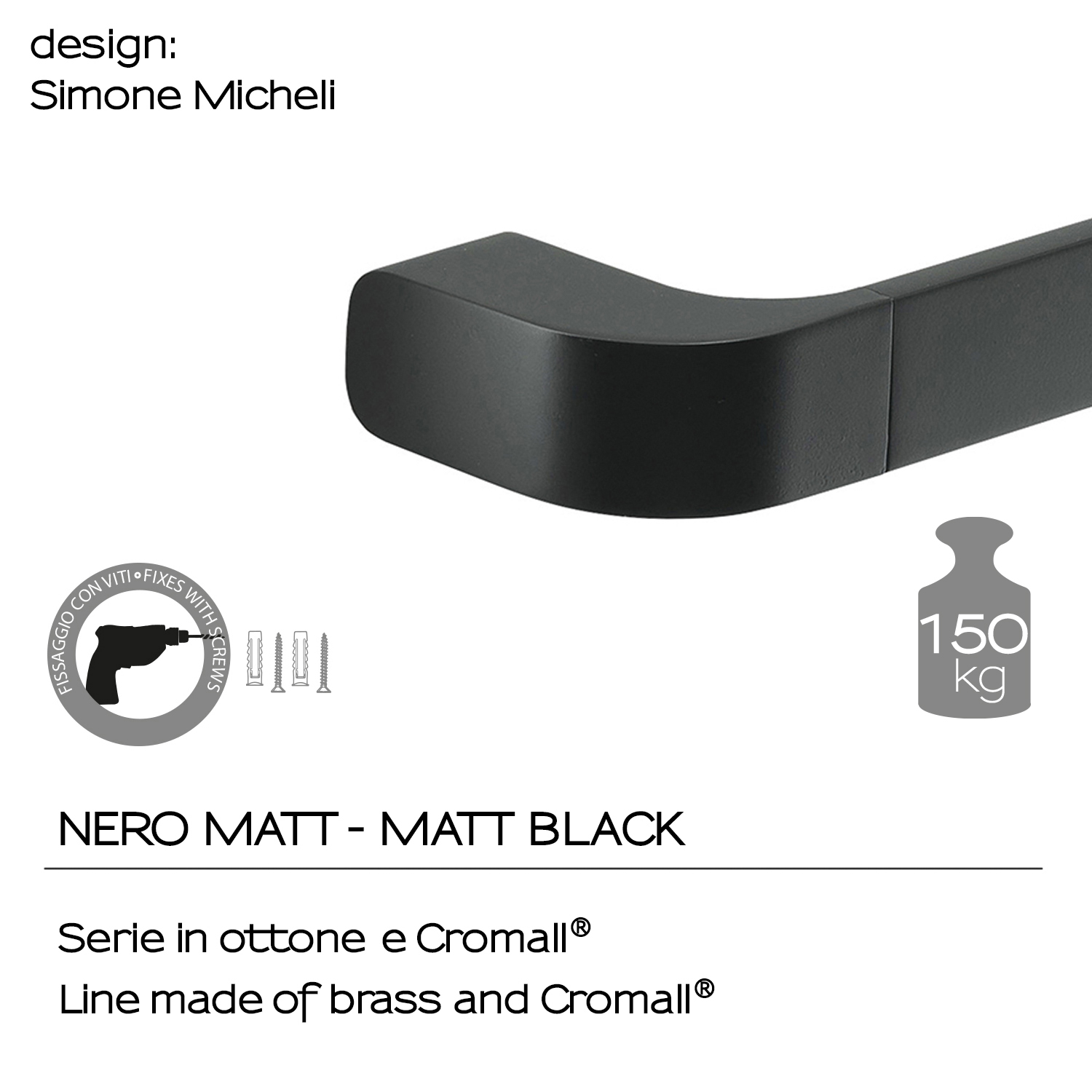 gedy-outline-porte-serviettes-25-cm-noir-mat image 3