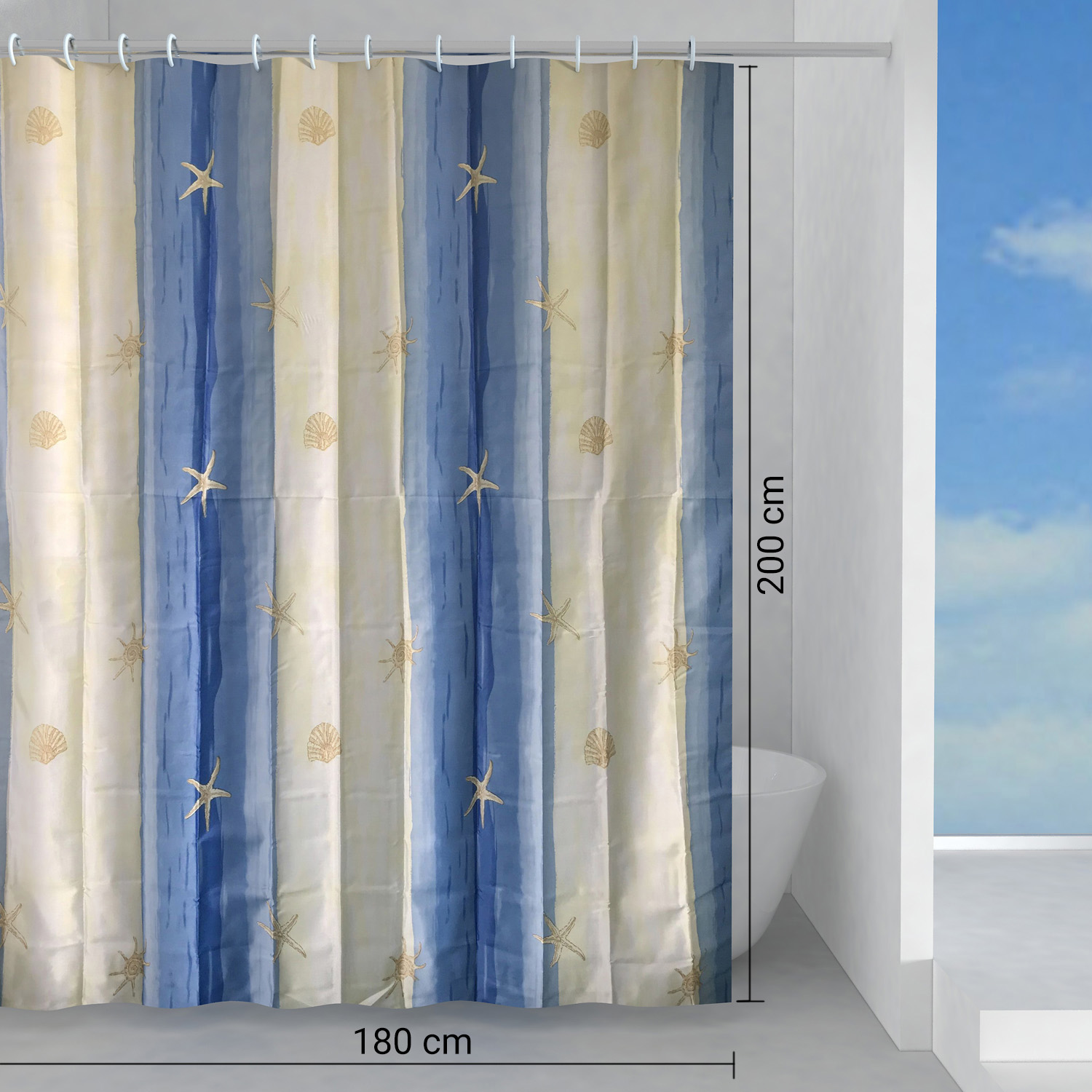 gedy-oltremare-rideau-douche-180x200-beige-bleu image 2