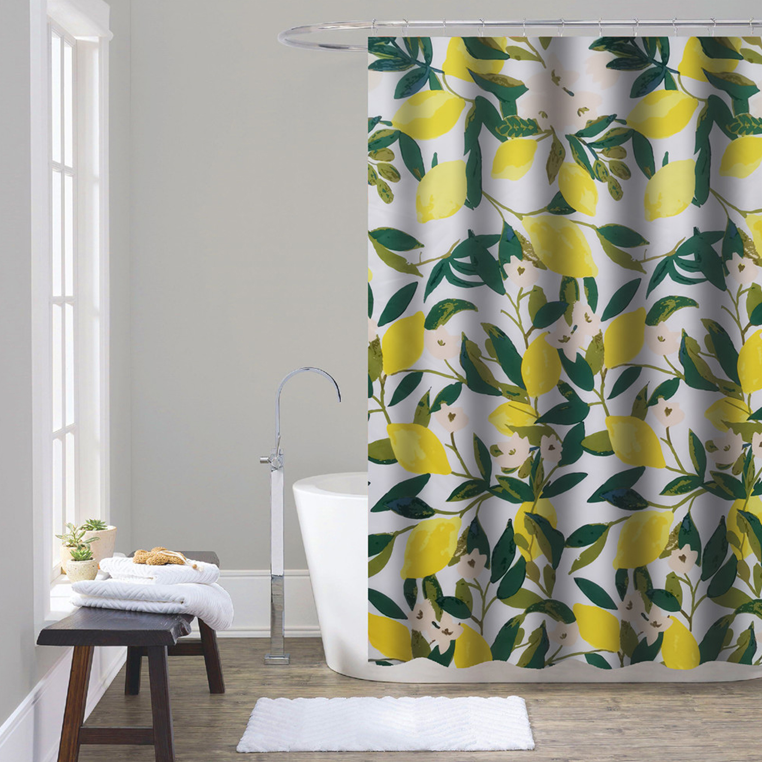 gedy-lemon-rideau-de-douche-240x200-blanc-jaune-vert image 1