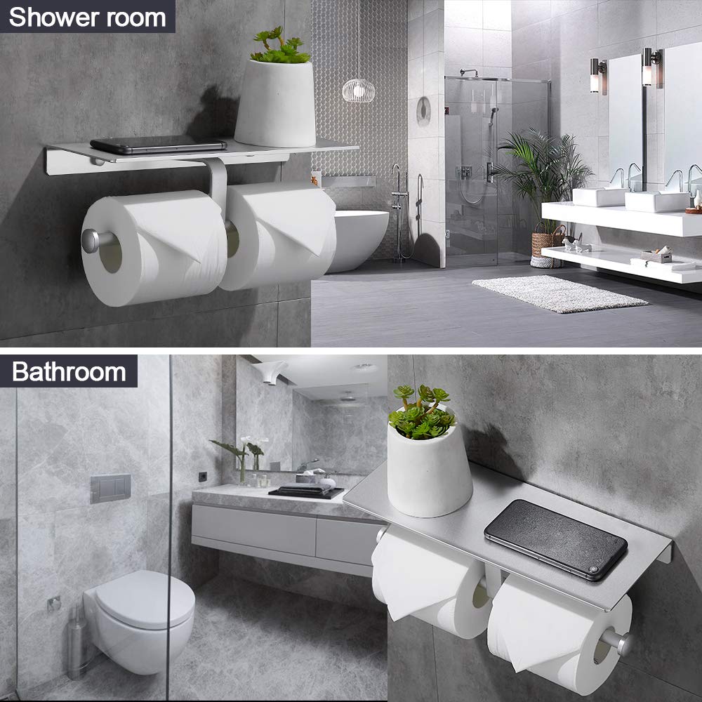 gricol-porte-rouleaux-papier-toilette-double-argent-avec-tag-re image 2