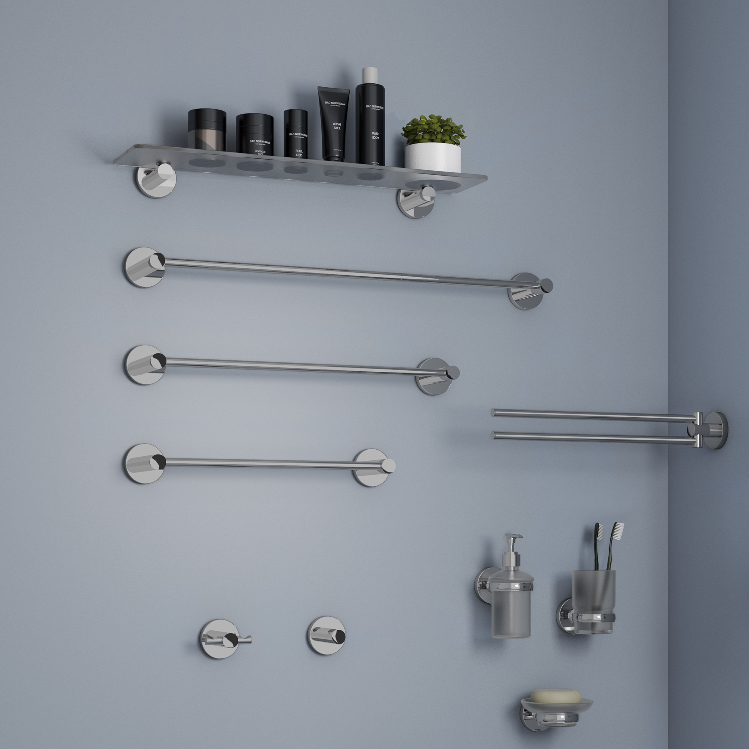 gedy-felce-plus-porte-savon-mural-chrome image 4