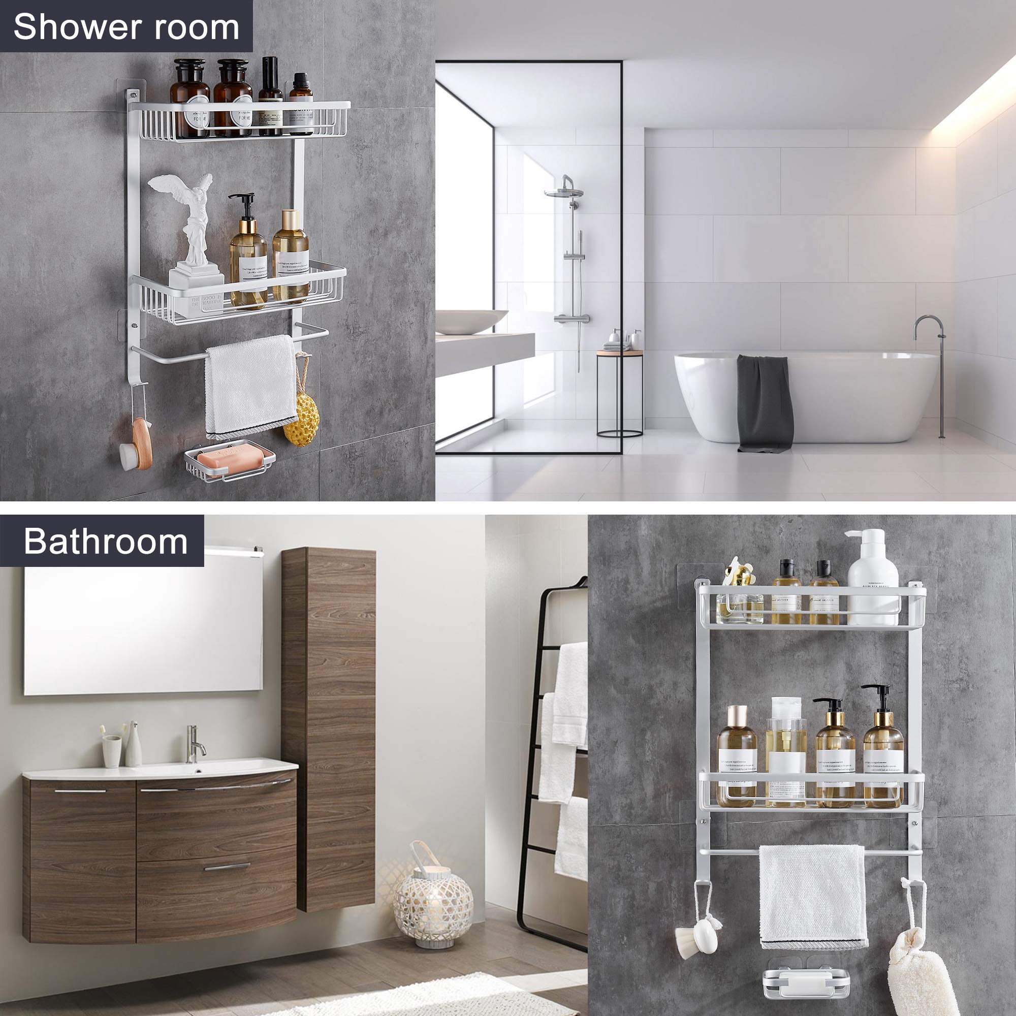 gricol-tag-res-de-douche-tag-re-sans-per-age-argent-2-niveaux-antirouille image 2