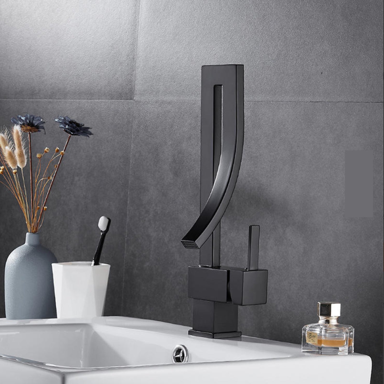 hudor-alph-e-robinet-lavabo-noir-mat-cascade image 6