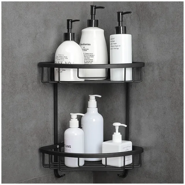 gricol-tag-res-de-douche-tag-re-sans-per-age-noir-lot-de-2 image 1
