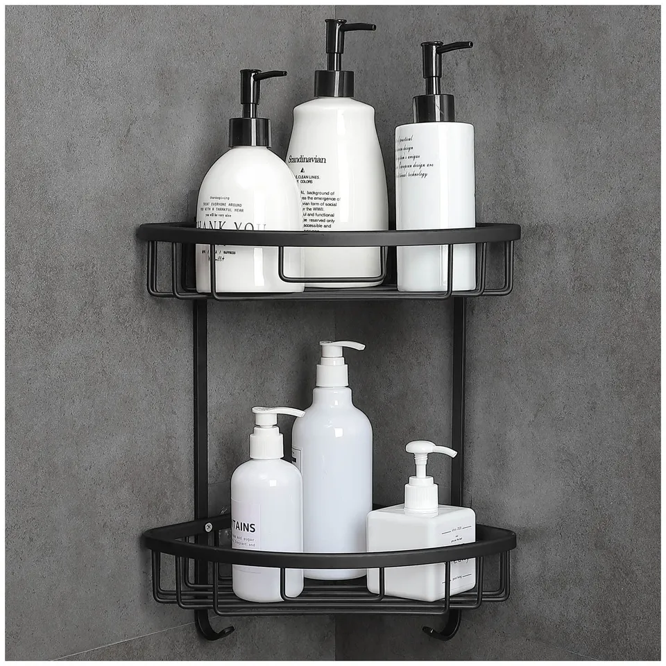 gricol-tag-res-de-douche-tag-re-sans-per-age-noir-lot-de-2 image 1