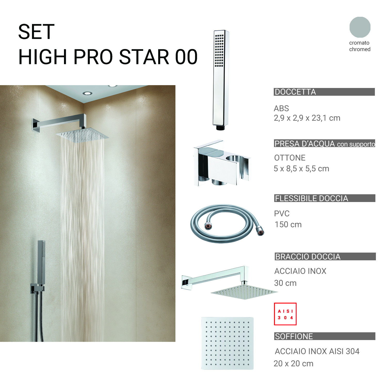 gedy-high-pro-star-00-ensemble-douche-5-pi-ces-chrome image 1