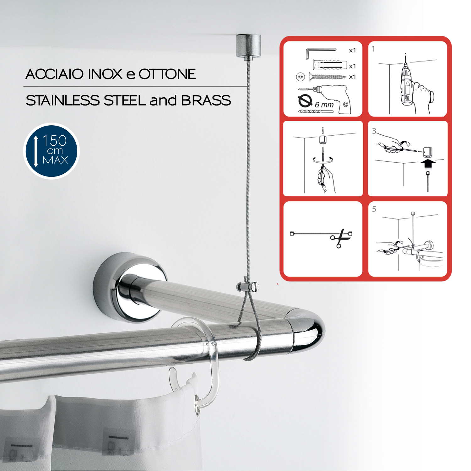 gedy-support-plafond-barre-de-douche-chrome image 3