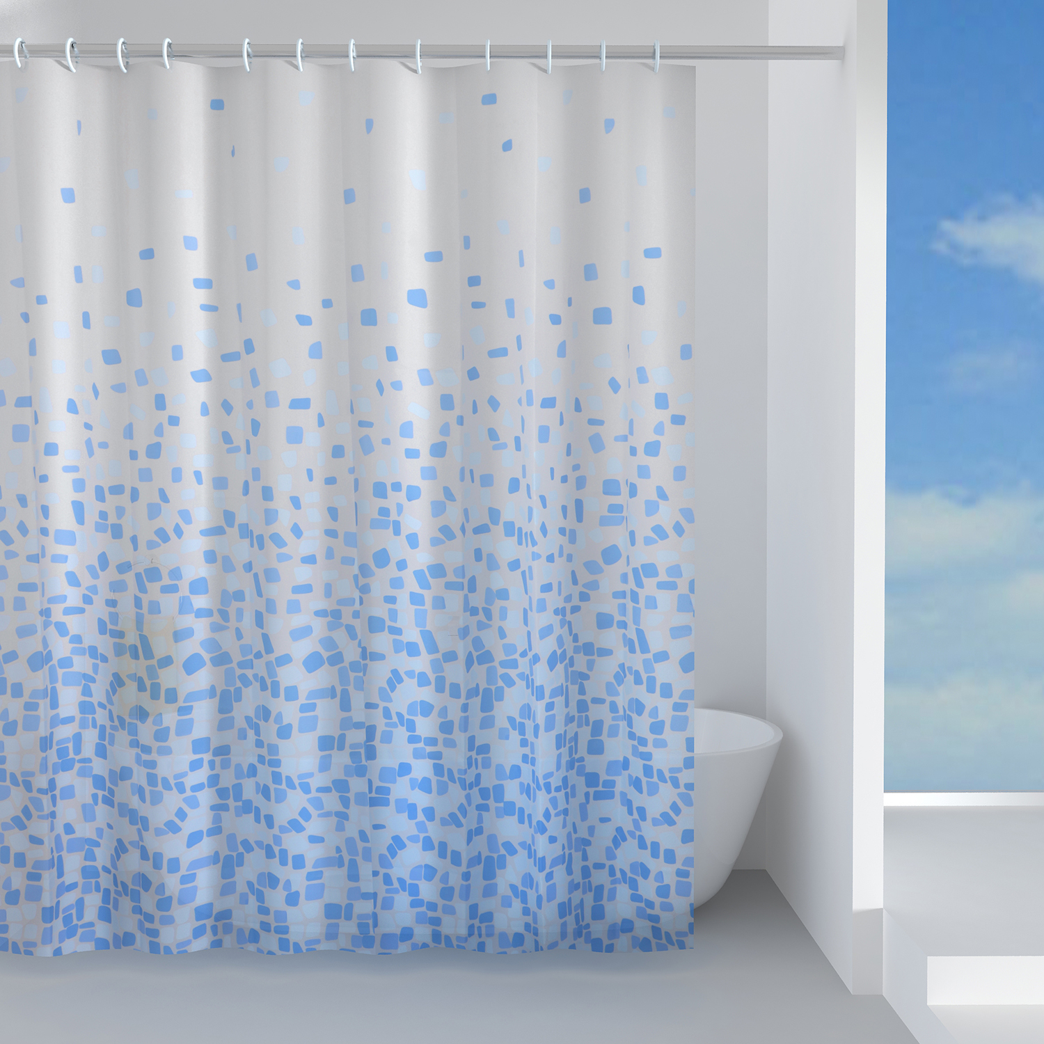 gedy-frammenti-rideau-de-douche-180x200-bleu-ciel image 1