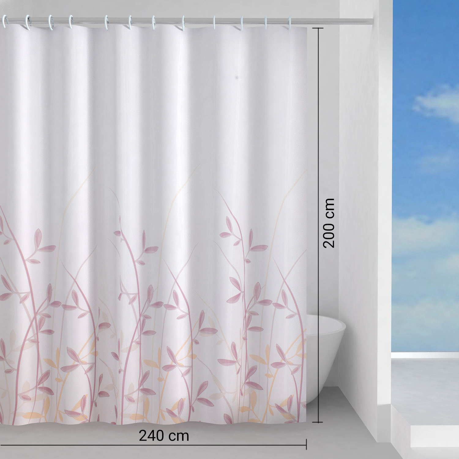gedy-flora-rideau-de-douche-240x200-cm-rose-jaune-imperm-able image 2