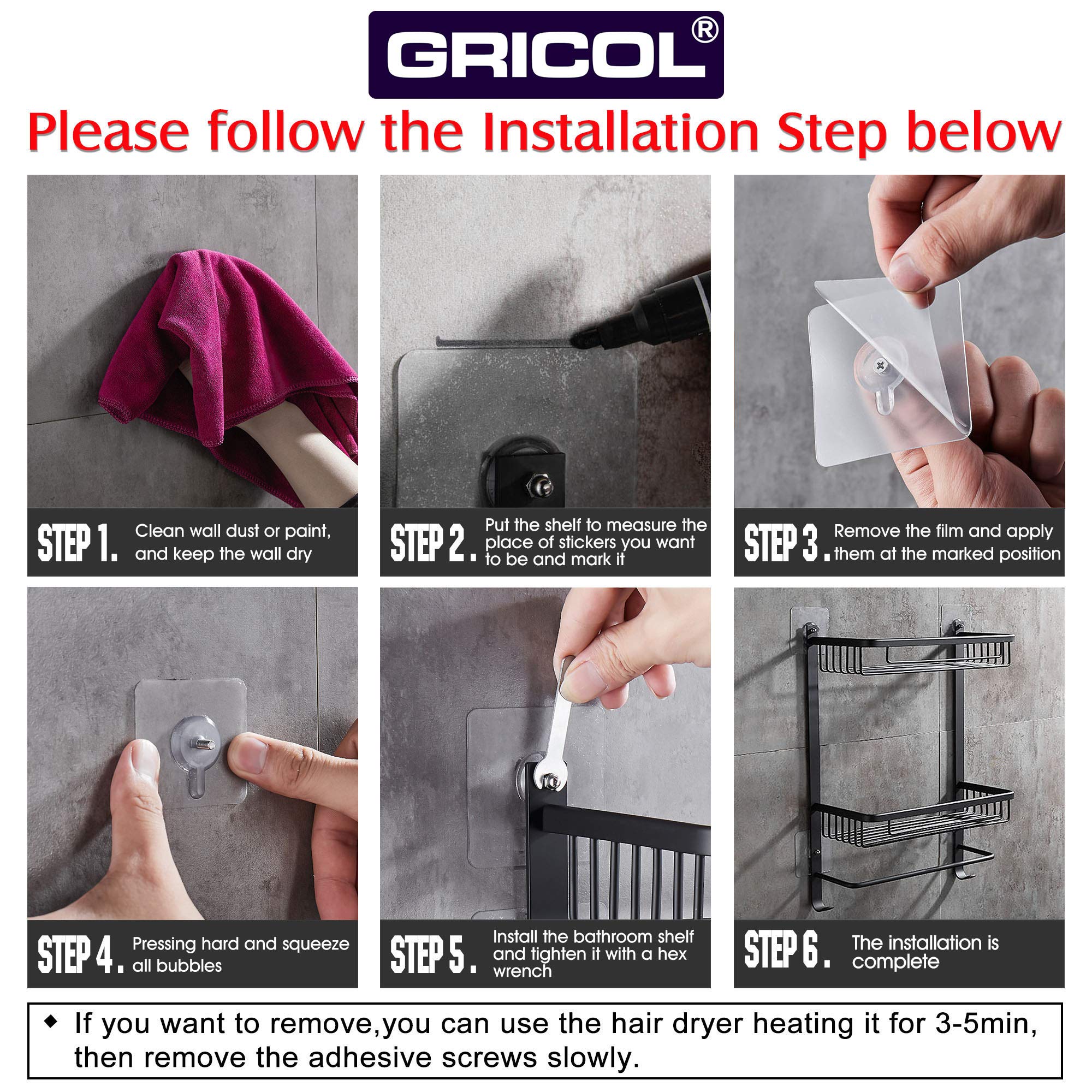 gricol-tag-res-de-douche-tag-re-sans-per-age-noir-2-niveaux image 4
