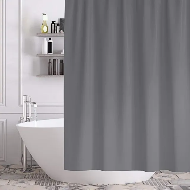gricol-rideau-de-douche-180x180-imperm-able-gris-lavable-12-crochets image 1