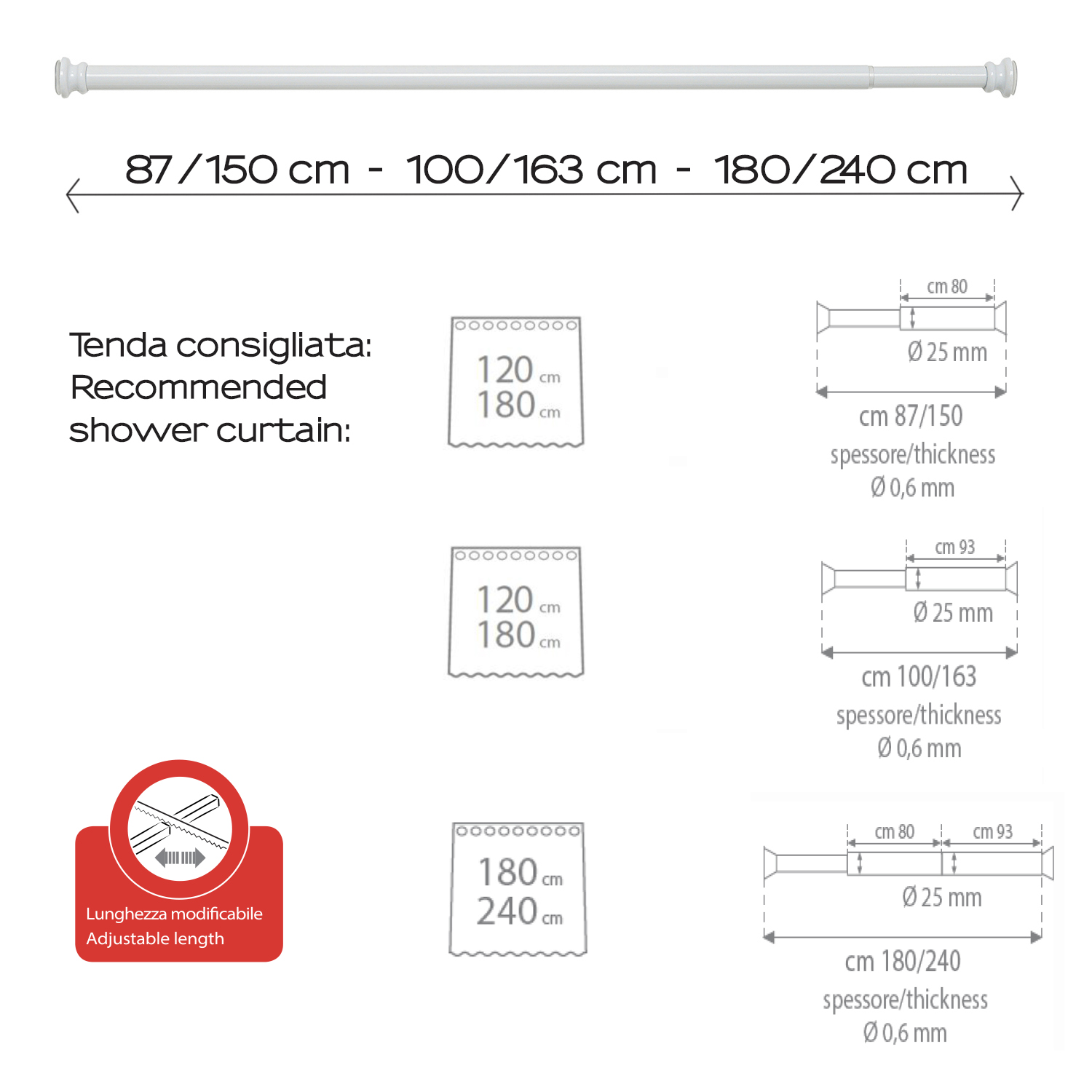 gedy-barre-extensible-rideau-de-douche-blanc image 2