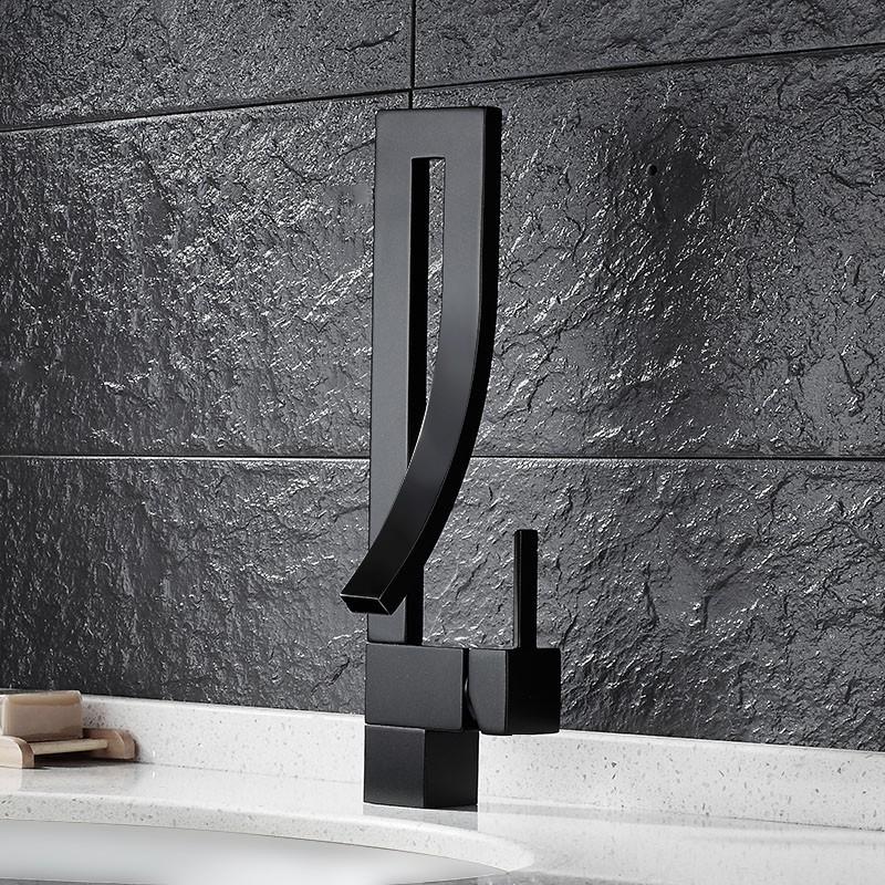 hudor-alph-e-robinet-lavabo-noir-mat-cascade image 3