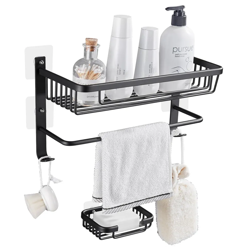 gricol-tag-res-de-douche-tag-re-sans-per-age-noir-antirouille image 1