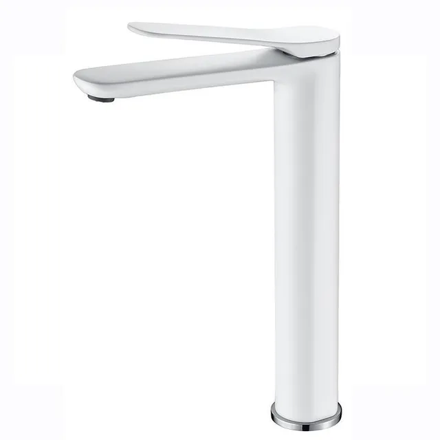 hudor-moderna-robinet-lavabo-sur-lev-blanc-mat-col-de-cygne image 1