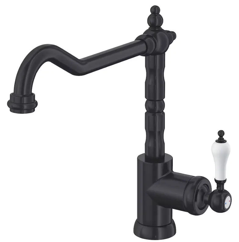 hudor-c-phise-mitigeur-cuisine-noir-mat-col-de-cygne-laiton image 1