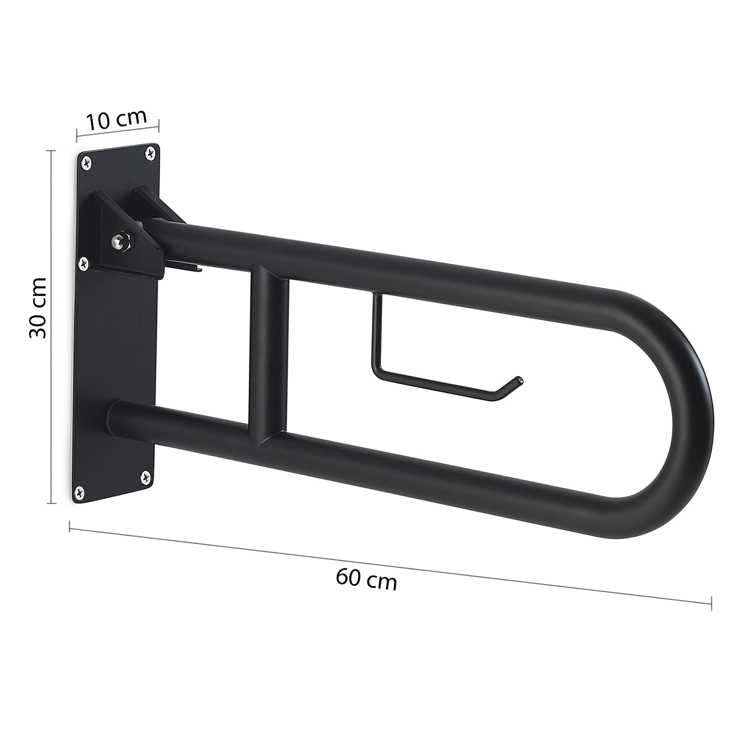 gedy-snug-barre-d-appui-rabattable-noire-porte-rouleau image 2