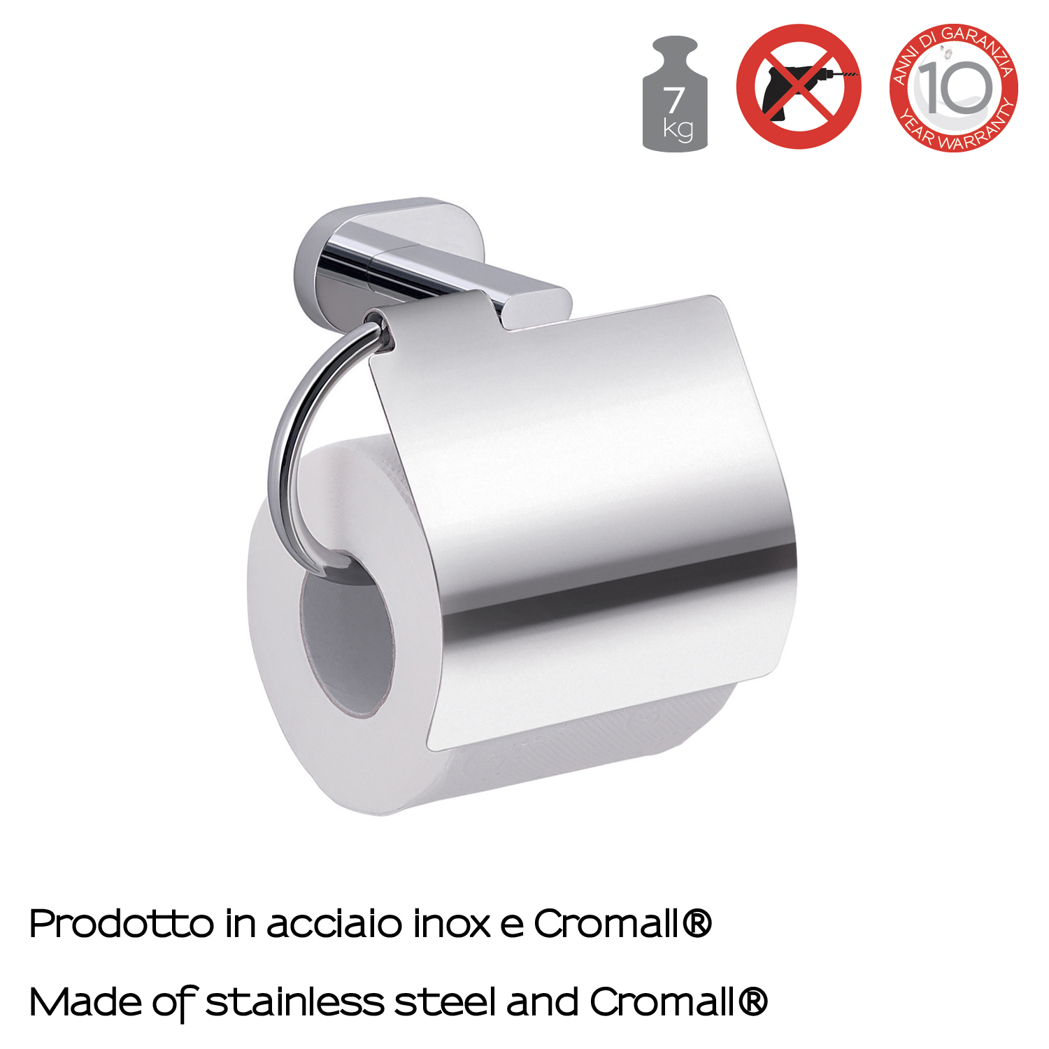 gedy-bernina-porte-rouleau-avec-couvercle-chrome image 4