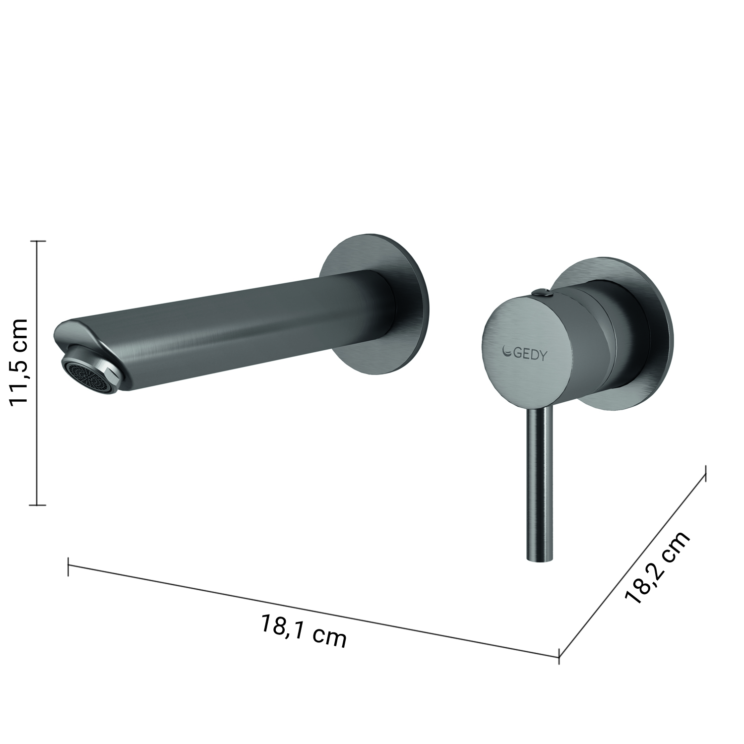 gedy-garda-mitigeur-lavabo-mural-gun-metal-bec image 2