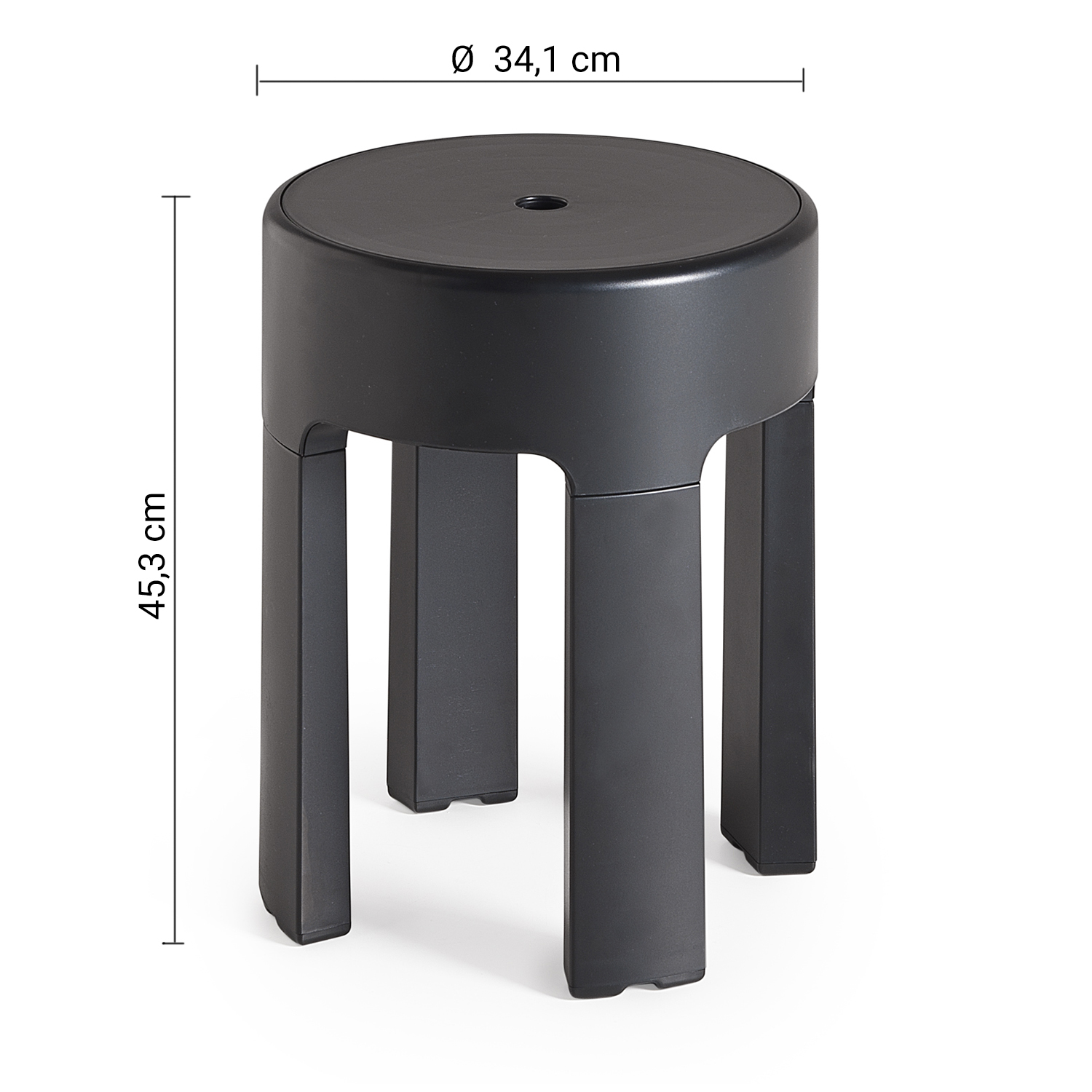 gedy-newbox-tabouret-salle-de-bain-noir-mat image 2