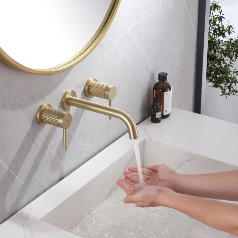 hudor-scamandre-200001-robinet-lavabo-mural-dor-bross-3-trous image 5