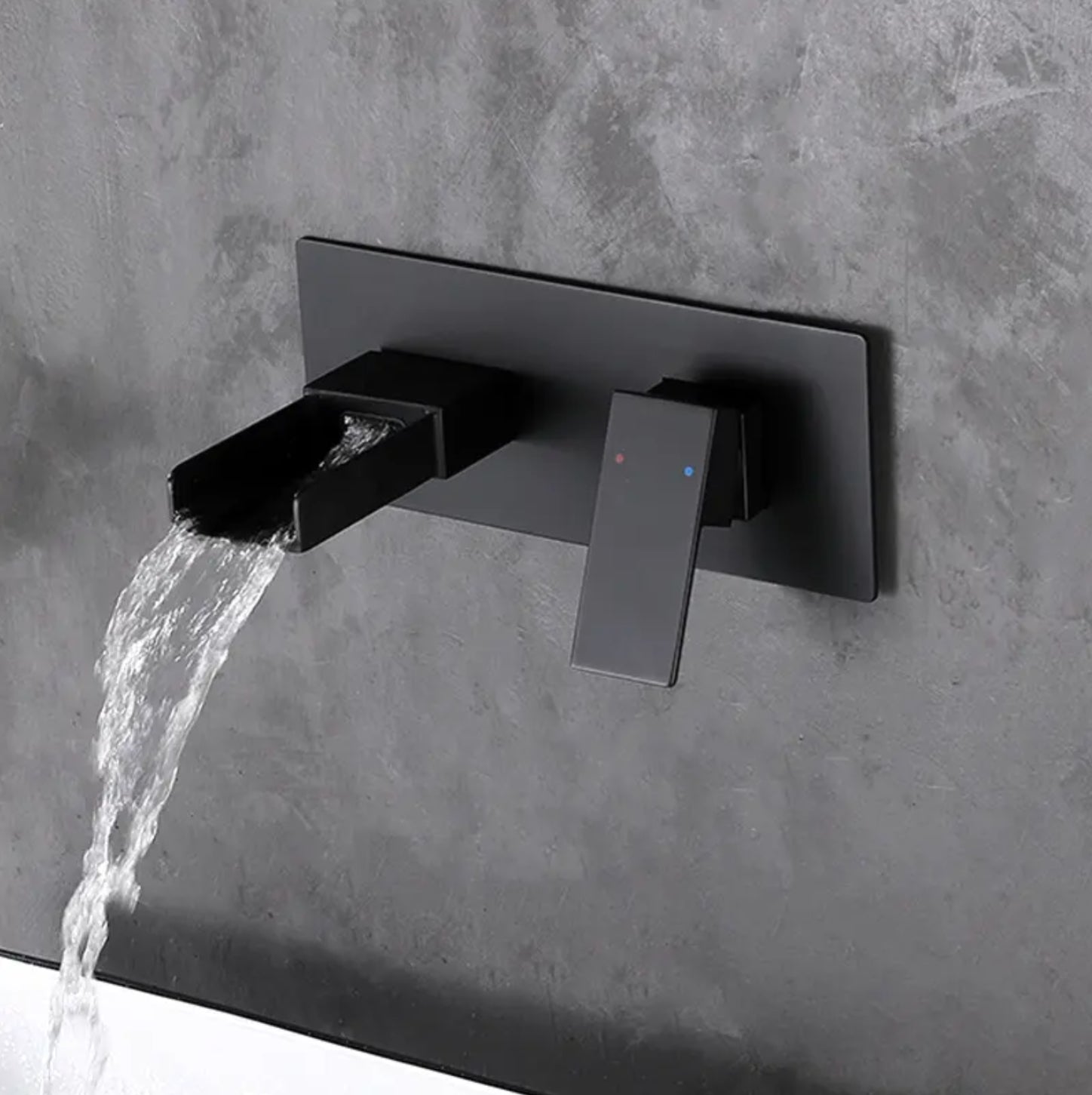 hudor-alph-e-007-robinet-lavabo-mural-noir-mat-cascade image 4