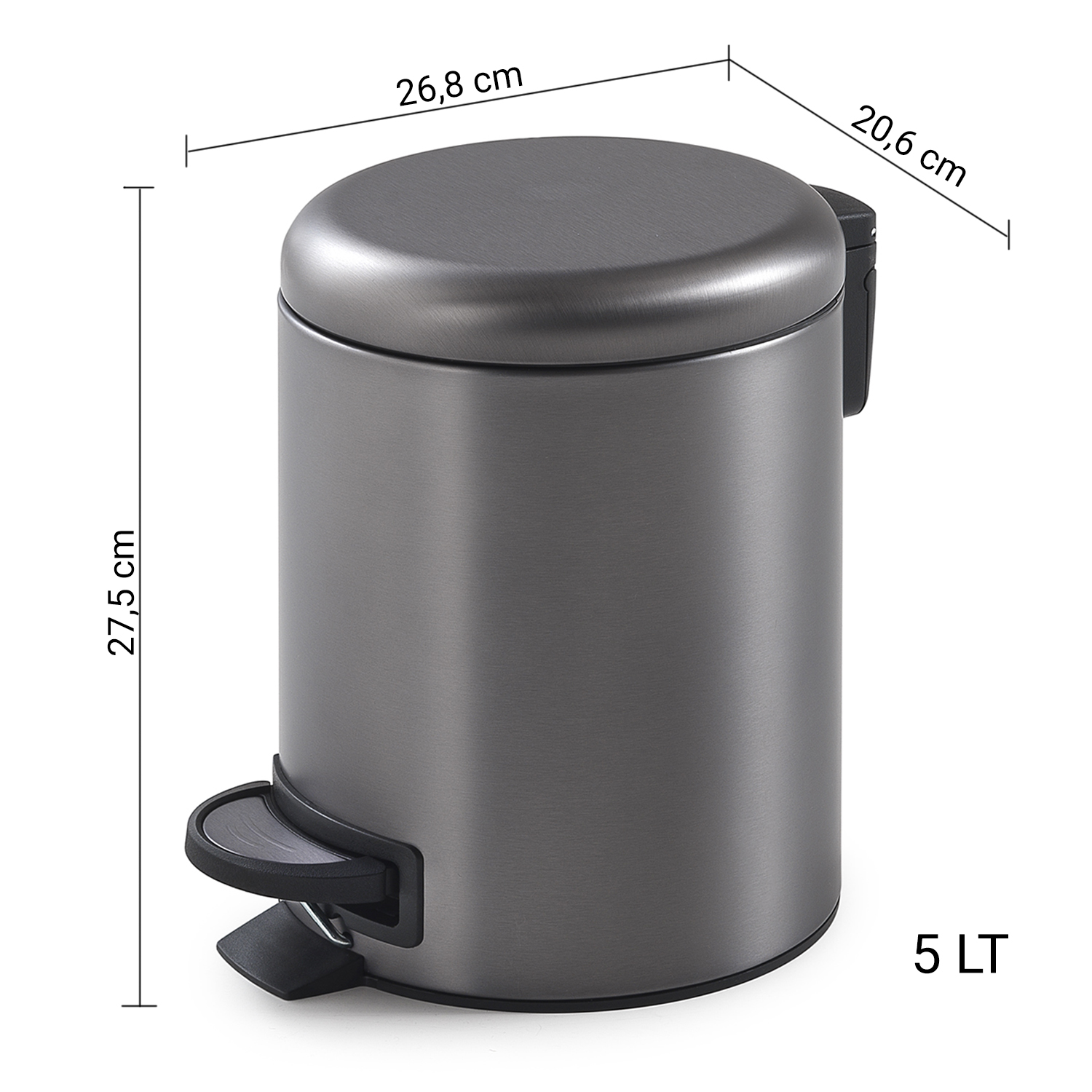 gedy-potty-poubelle-salle-de-bain-5-l-gun-metal image 2