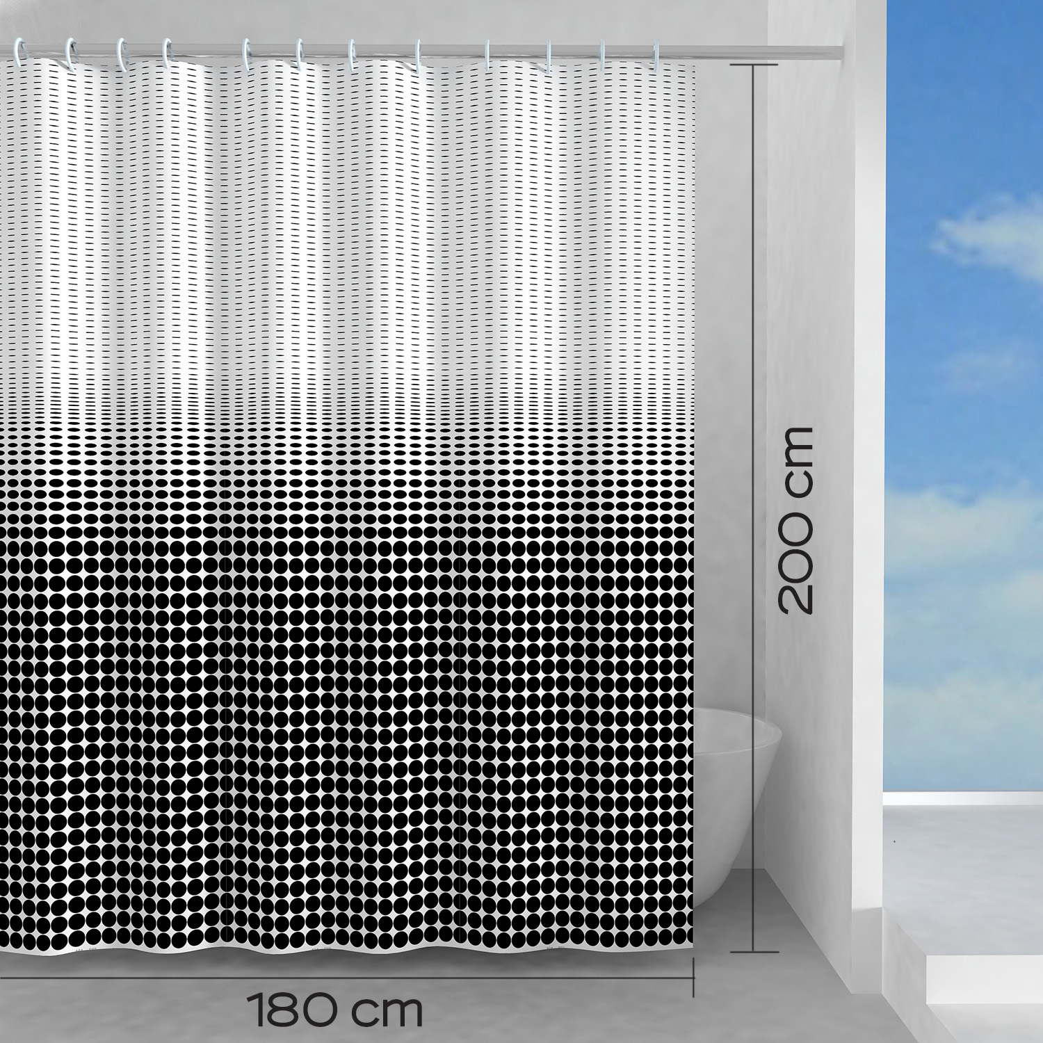 gedy-ipnosi-rideau-de-douche-180x200-cm-blanc-noir image 2