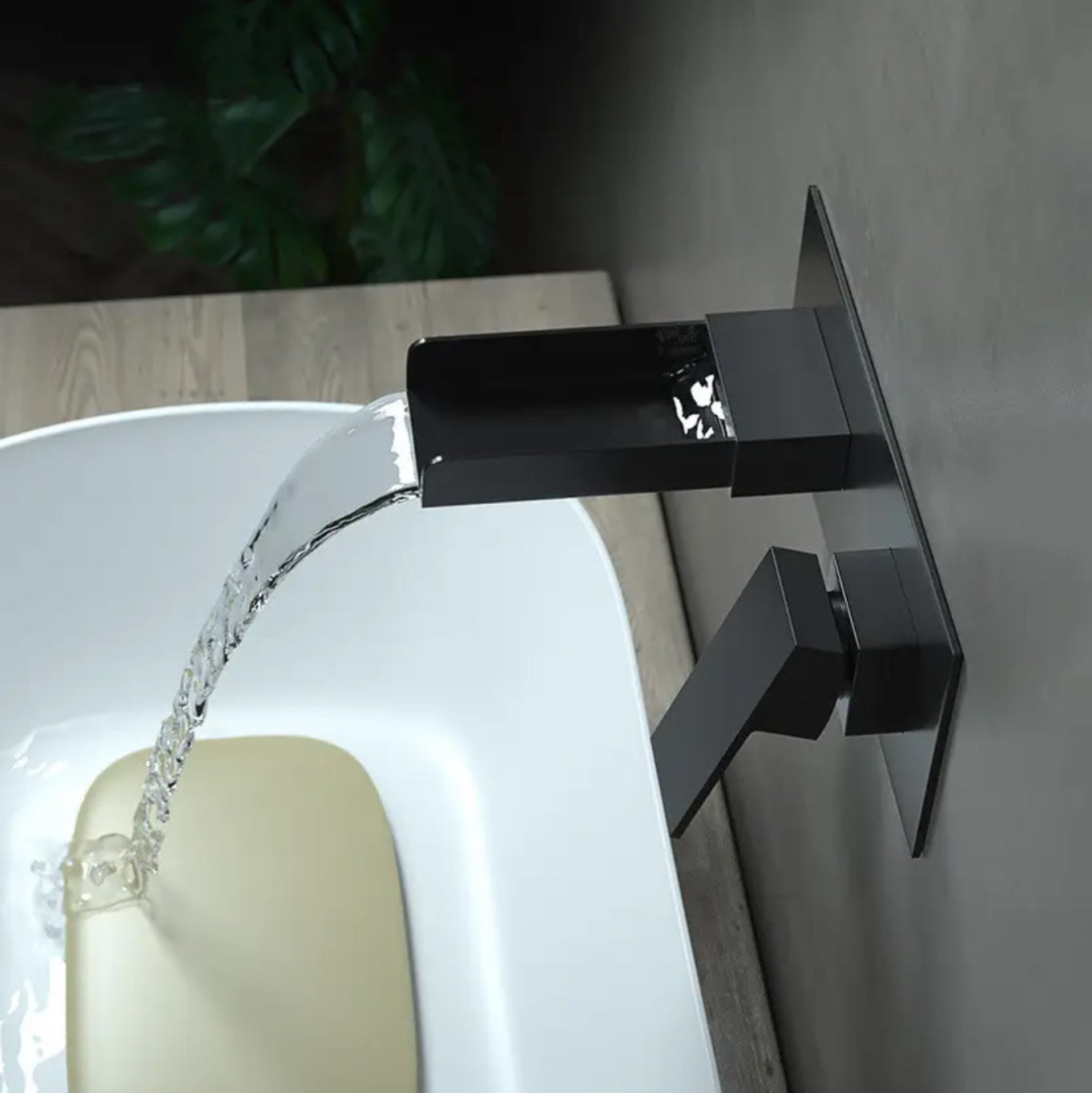 hudor-alph-e-007-robinet-lavabo-mural-noir-mat-cascade image 3