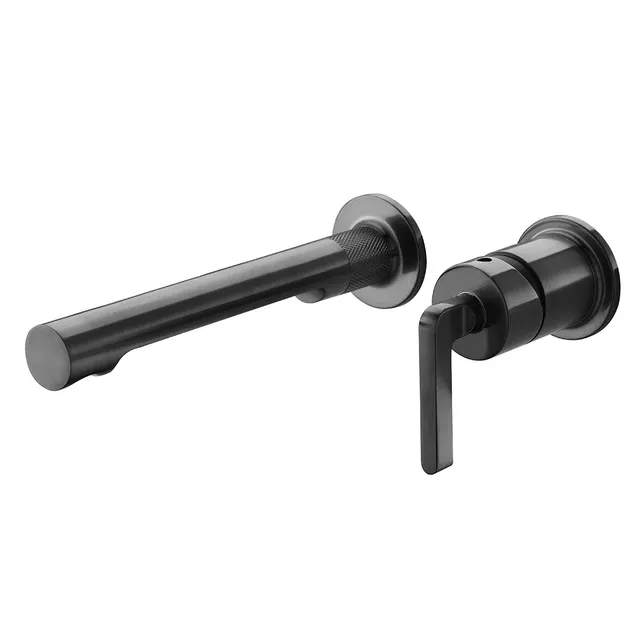 hudor-essential-robinet-lavabo-mural-gunmetal-laiton-massif image 1