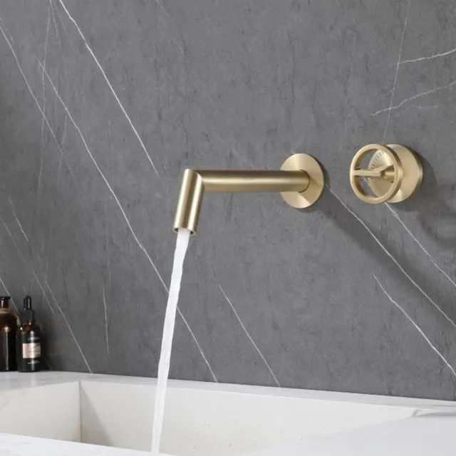 hudor-scamandre-robinet-lavabo-mural-dor-bross-laiton image 1