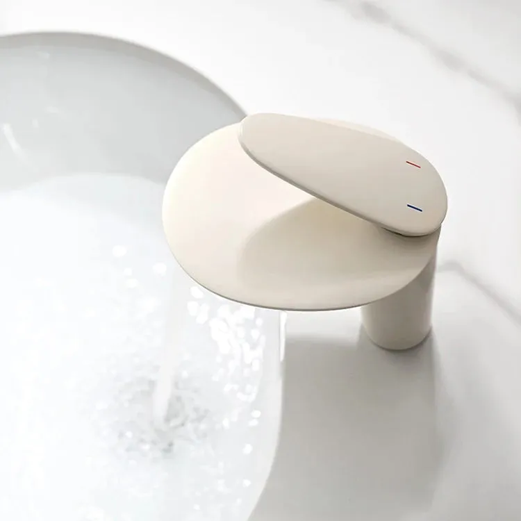 hudor-argolide-9003-robinet-lavabo-blanc-mat-laiton image 1