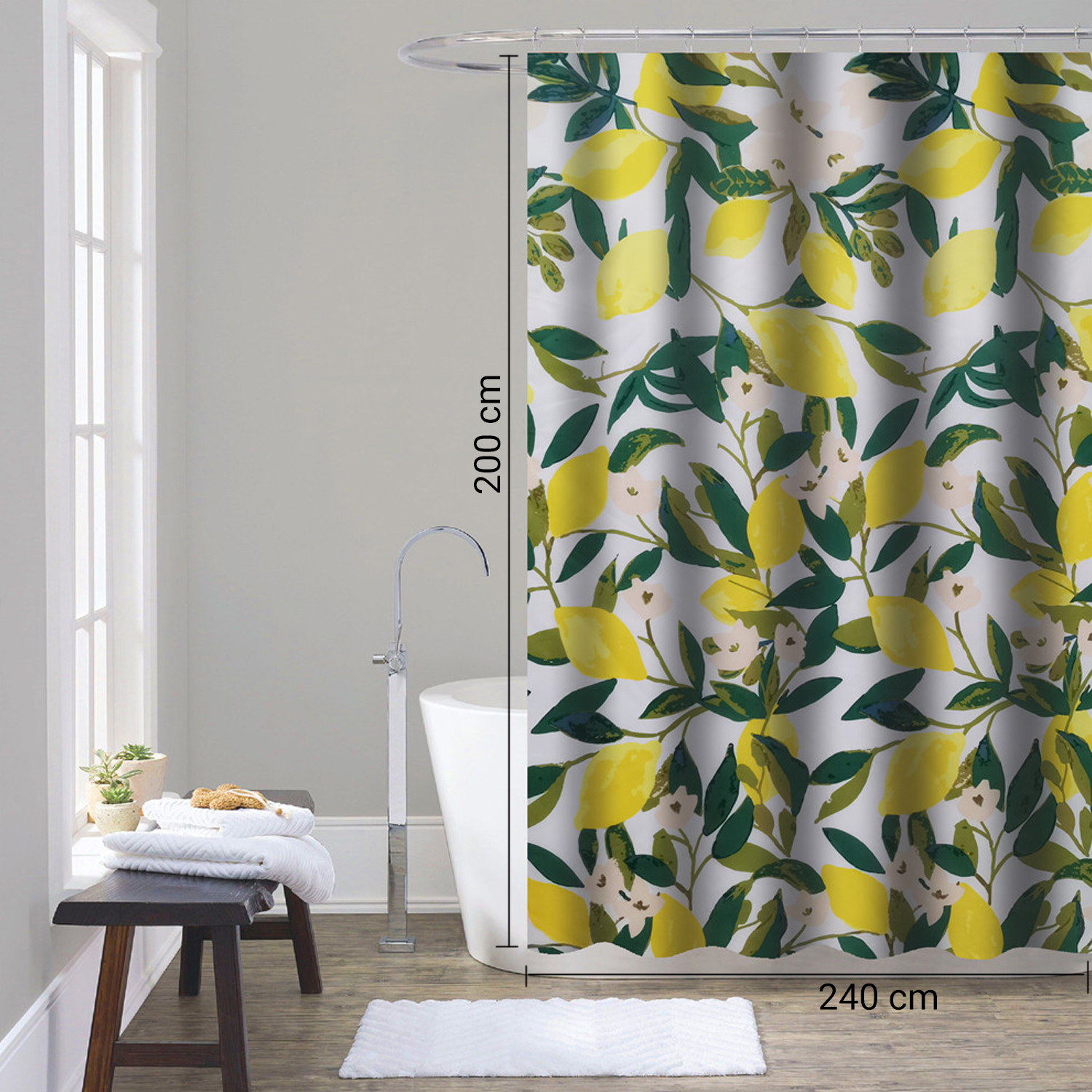 gedy-lemon-rideau-de-douche-240x200-blanc-jaune-vert image 2