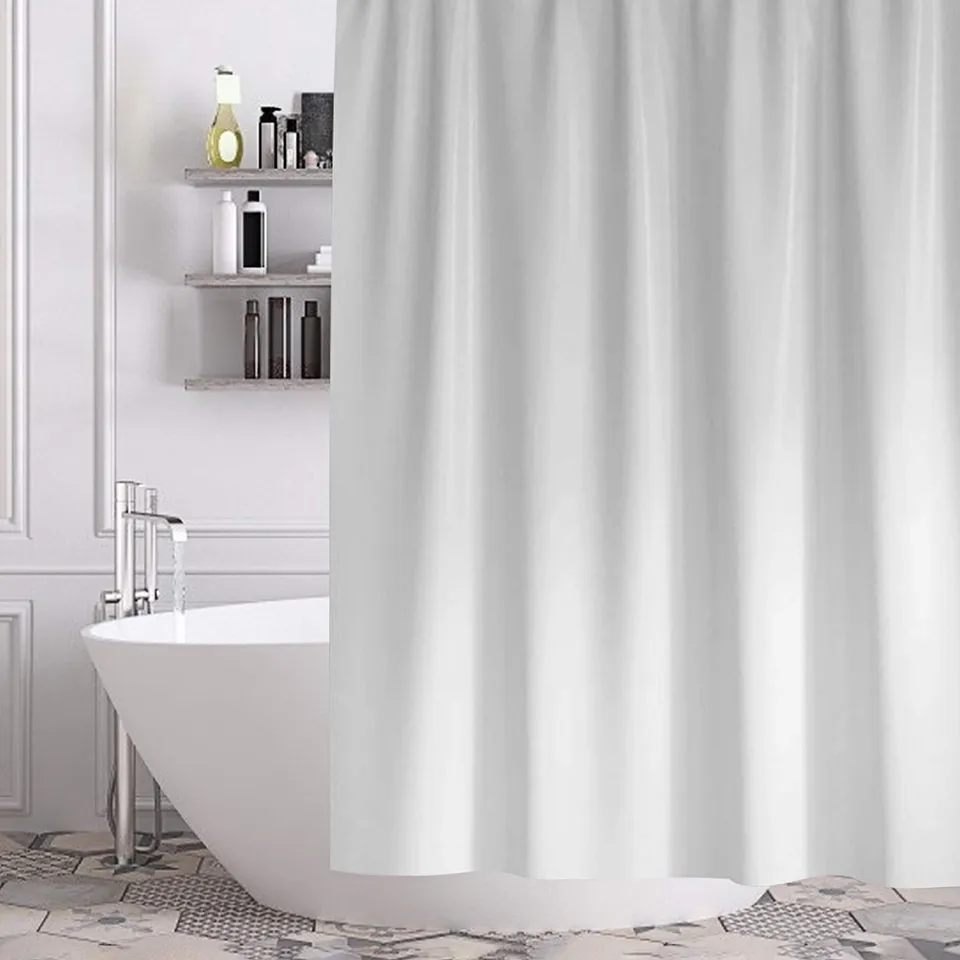 gricol-rideau-de-douche-180x180-imperm-able-blanc-lavable-12-crochets image 1