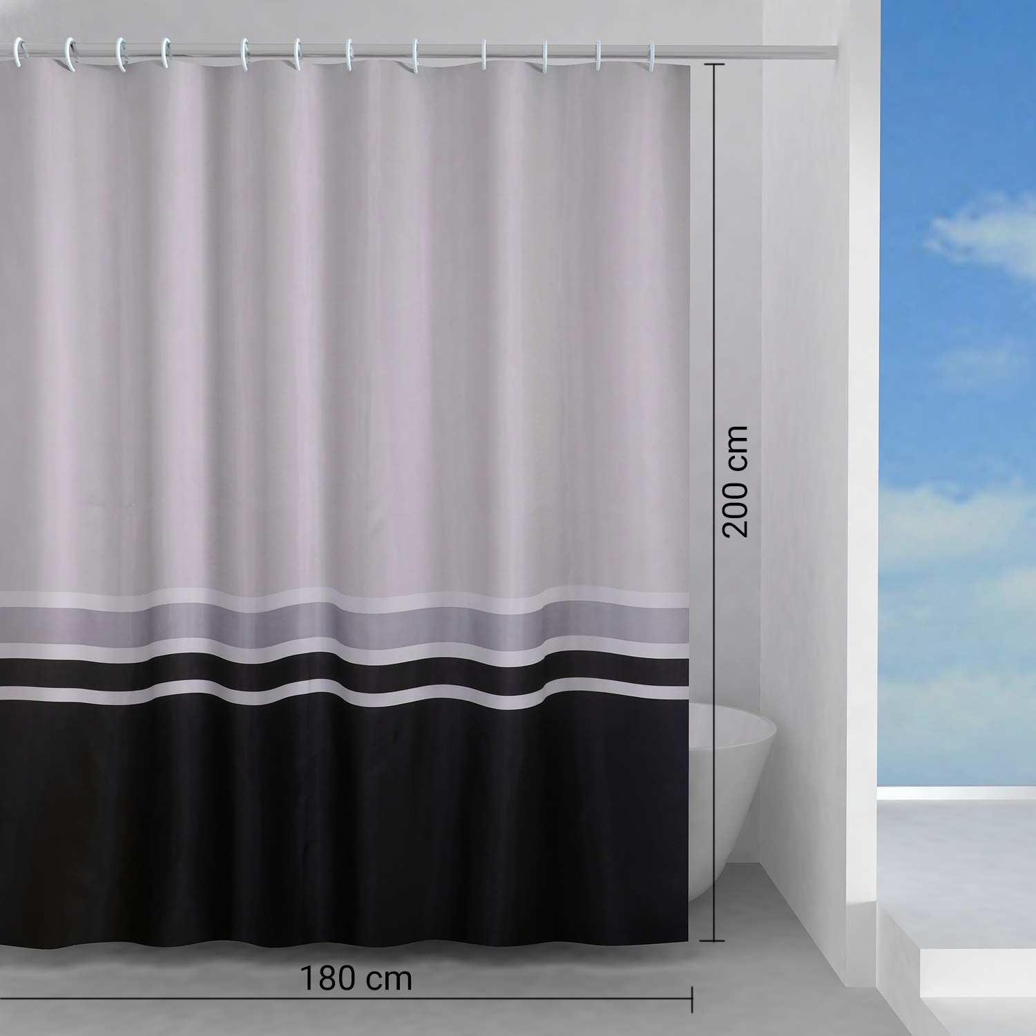 gedy-elegance-rideau-de-douche-180x200-blanc-gris-noir image 2
