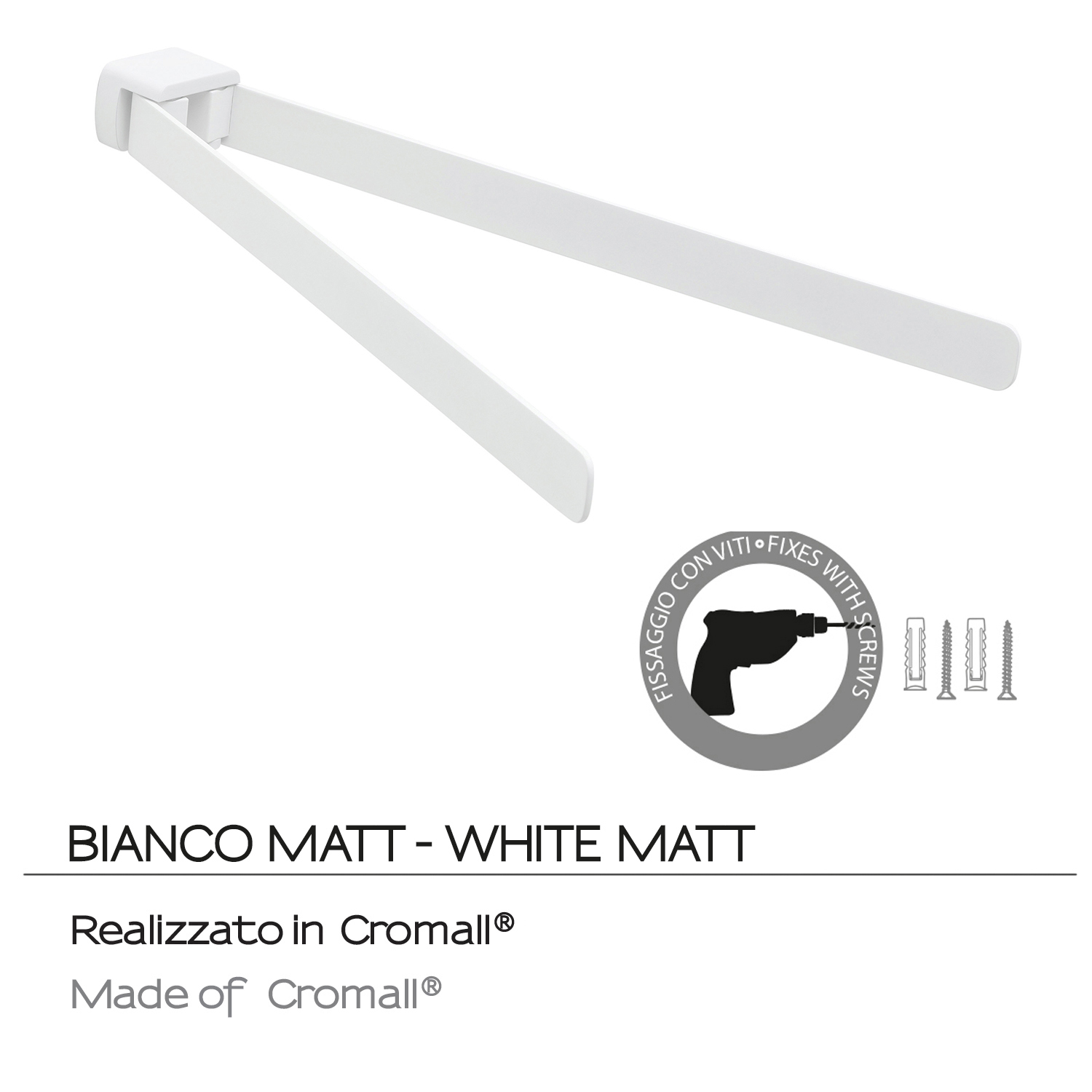 gedy-pirenei-porte-serviette-mural-blanc-mat-r-glable image 4