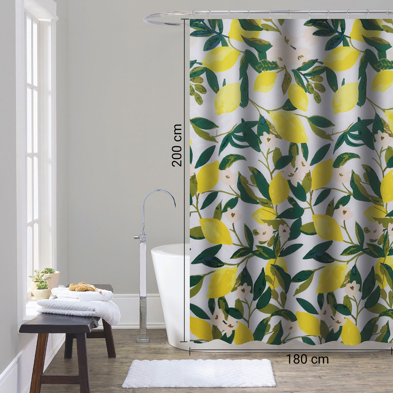 gedy-lemon-rideau-de-douche-180x200-blanc-jaune-vert image 2