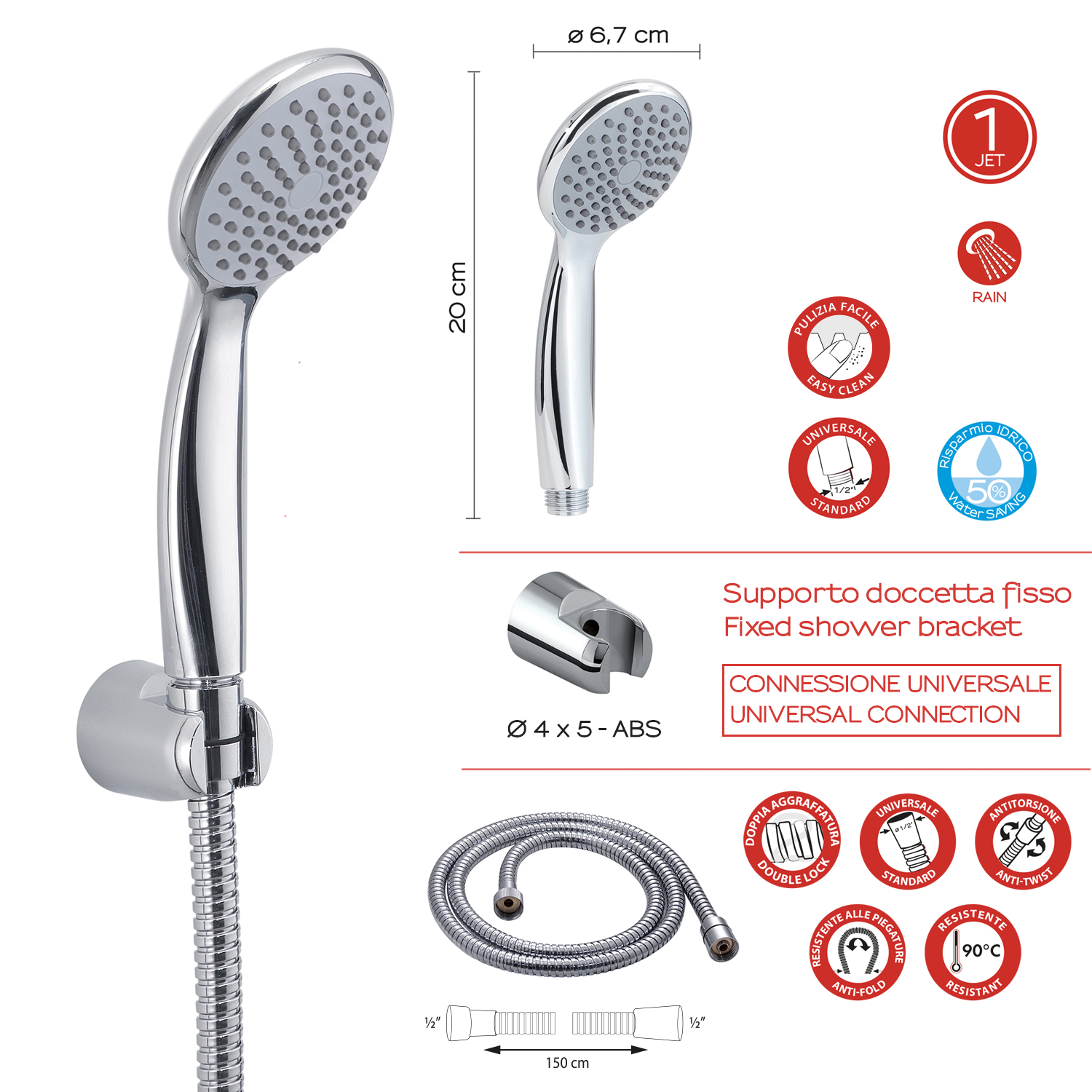gedy-kit-de-douche-douchette-1-jet-chrome-3 image 2