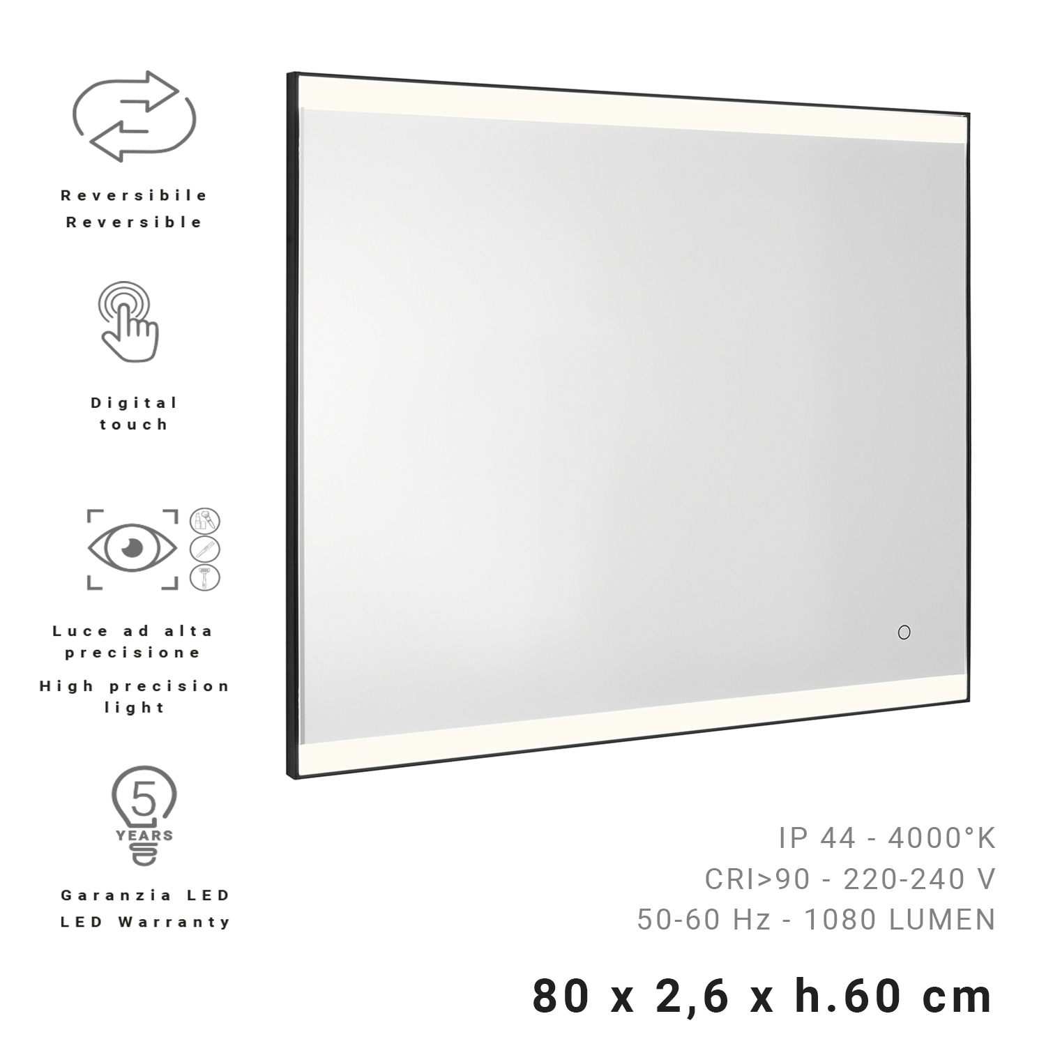 gedy-jeff-miroir-led-60x80-lumineux image 3