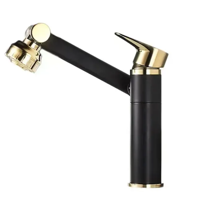 hudor-scamandre-090-robinet-lavabo-noir-et-or-t-te-modulable image 1