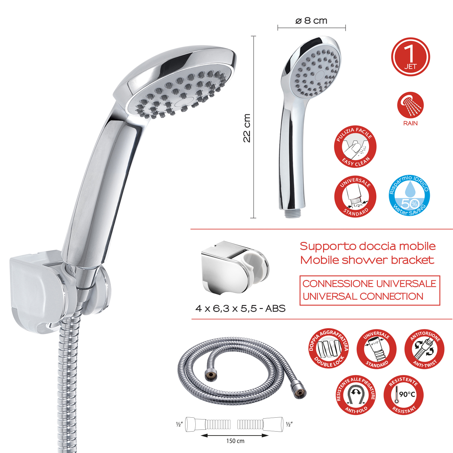 gedy-kit-de-douche-douchette-1-jet-chrome-5 image 2