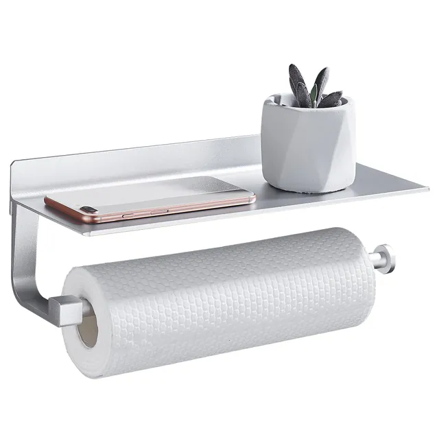gricol-porte-rouleaux-essuie-tout-mural-argent-avec-tag-re image 1