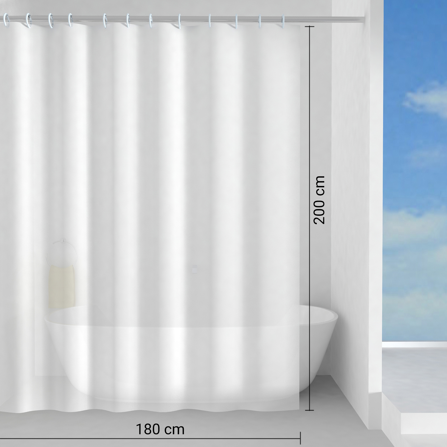 gedy-zucchero-rideau-de-douche-180x200-cm-blanc-imperm-able image 2