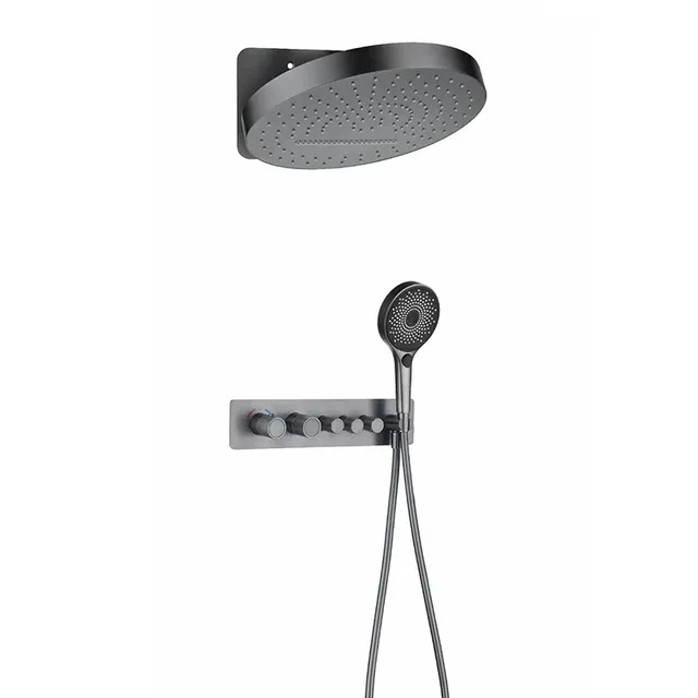 hudor-essential-ensemble-douche-thermostatique-noir-mat-encastr image 1