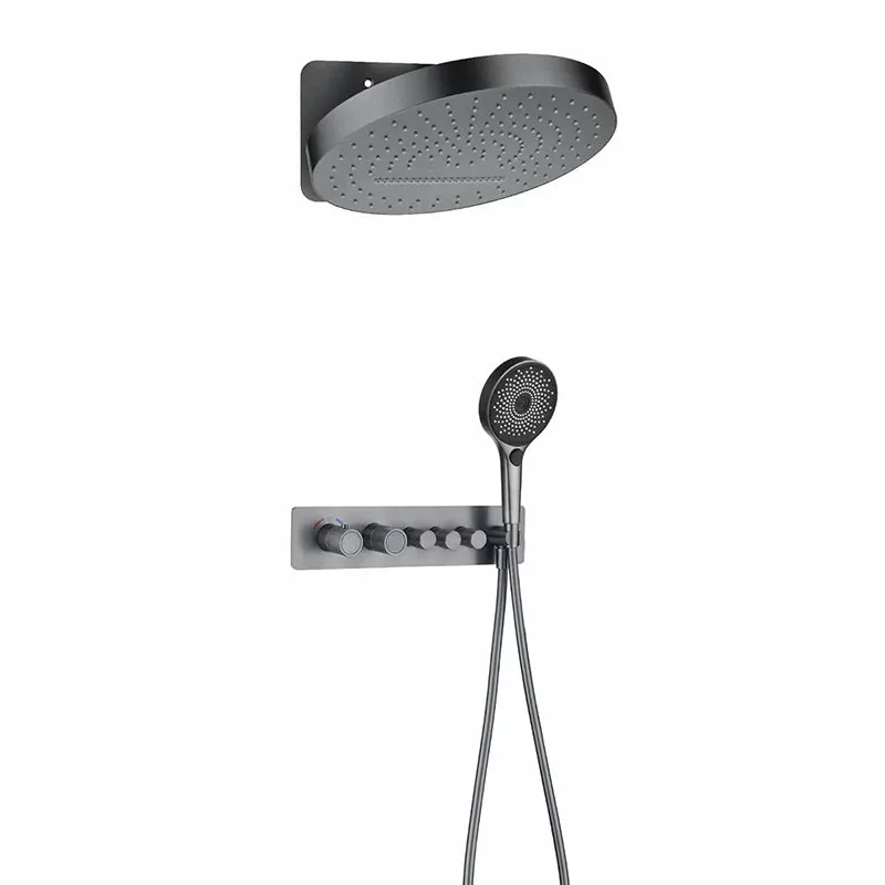 hudor-essential-ensemble-douche-thermostatique-noir-mat-encastr image 1