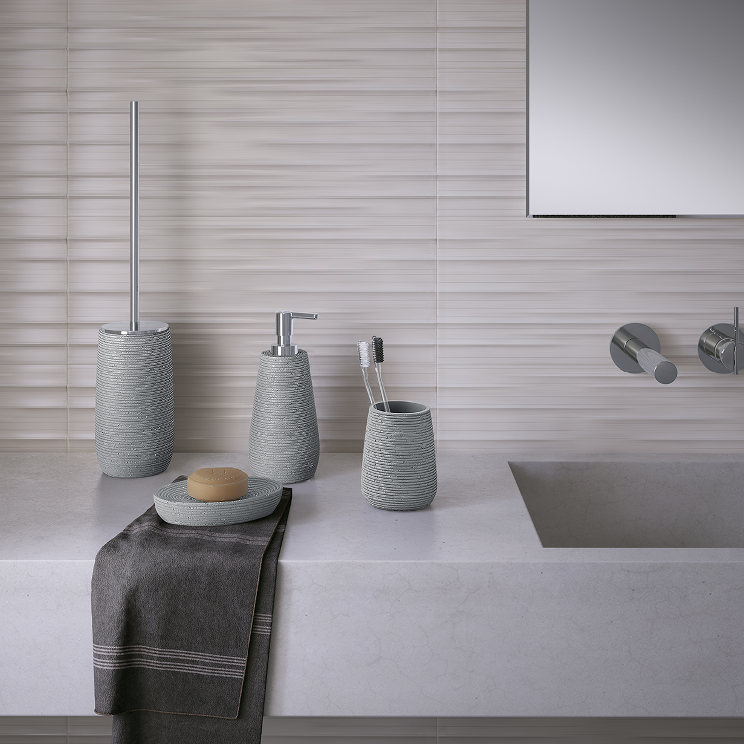 gedy-gemini-distributeur-de-savon-gris-poser image 3
