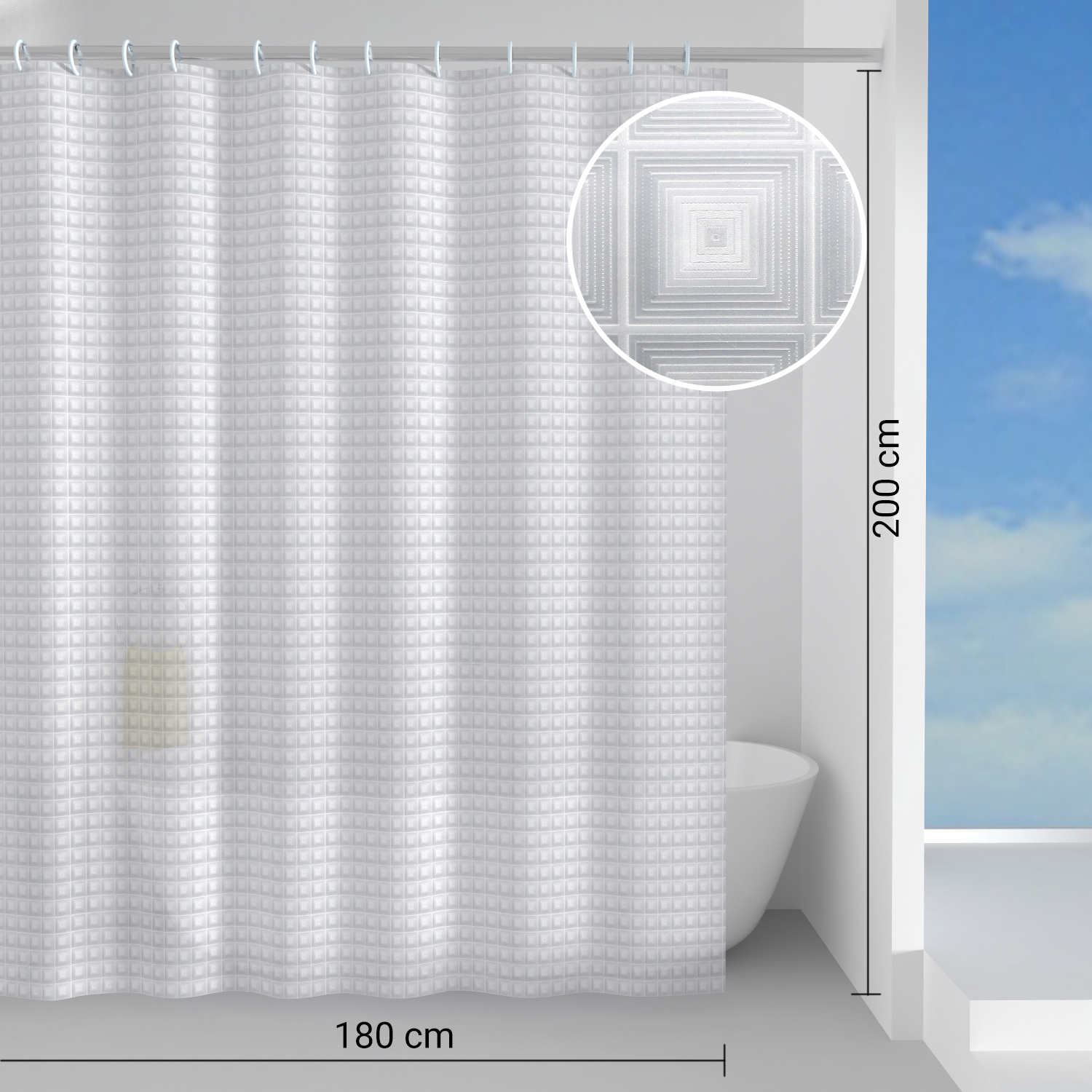gedy-square-rideau-de-douche-blanc-180x200-cm image 2